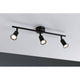 Balkenstrahler Carolina 3-flammig Schwarz-Matt an der Decke montiert, modernes und schlichtes Design.