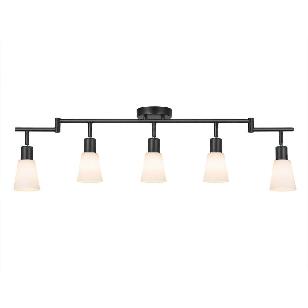 Deckenstrahler Cole 5-Spot mit fünf stilvollen Lampenschirmen in modernem Design.