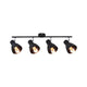 Deckenstrahler Davy 4-flammig Dimmbar Schwarz mit vier schwenkbaren Spotlights im Industrielook.
