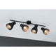 Deckenstrahler Davy 4-flammig Dimmbar Schwarz mit schwenkbaren Lampen im Industrielook.