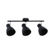 Deckenstrahler Davy 3-flammig Schwarz mit drei schwenkbaren Spotlights im modernen Industriedesign.