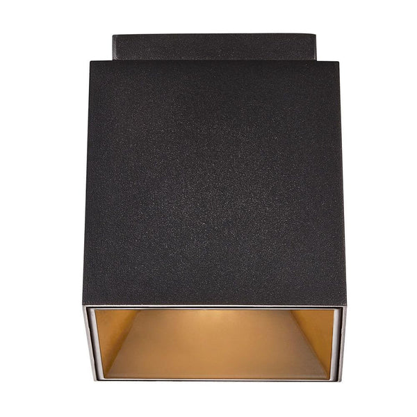 Deckenstrahler Ethan 1-Spot in Schwarz mit goldenem Reflektor für GU10-Lampen
