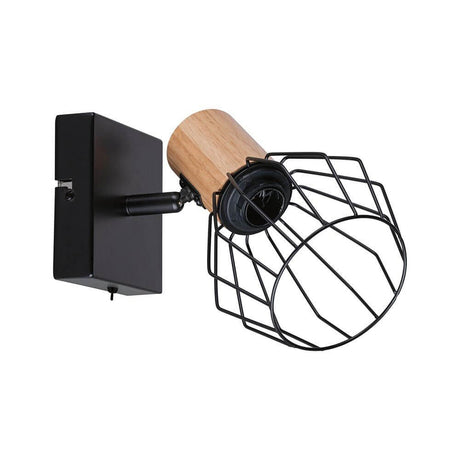Lanka Black Dimmable Ceiling Spotlight with modern black wood design and swivel spotlight head.
