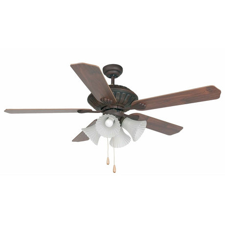 Ceiling fan Corso Ø 132 cm 5 blades 4-light mahogany oak with elegant blade design.
