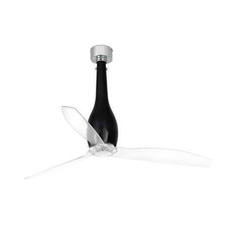 ETERFAN ceiling fan, black, transparent, with modern transparent blades and an elegant design.