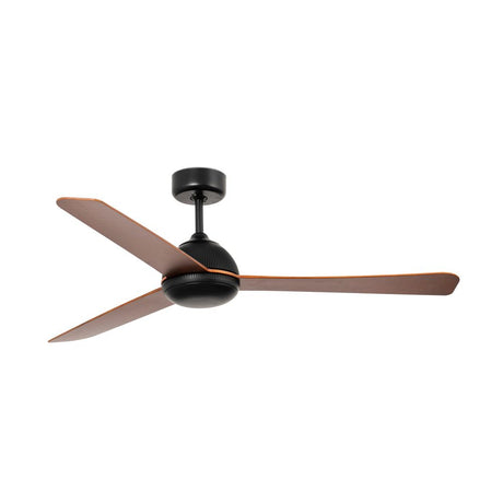 GRID ceiling fan Ø 132 cm 3 blades black, brown with brown blades and remote control.