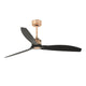 Deckenventilator Just Fan Ø 128cm mit modernem Design und drei schwarzen Blättern.