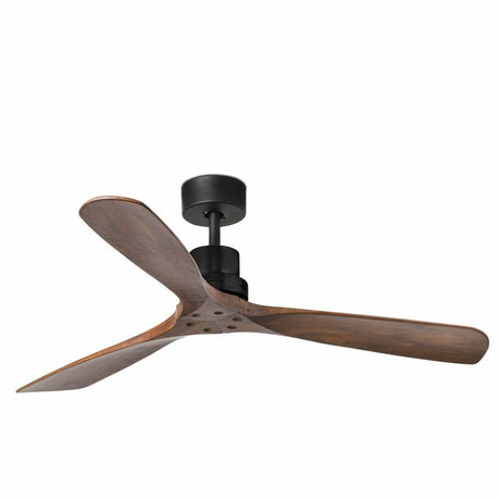Deckenventilator Lantau Ø 132cm in mattschwarz mit dunklen Walnussschaufeln und modernem Design.