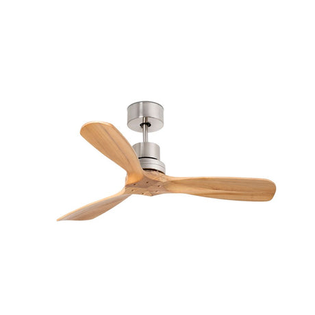 Deckenventilator MINI LANTAU Ø 106cm 3 Flügel Nickel-Matt, Kiefer mit modernen Holzblättern.