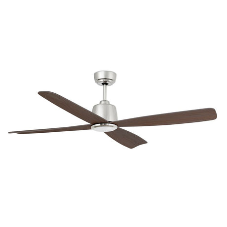 Deckenventilator MOLOKAI Nickel-Matt, Walnuss mit modernen Holzblättern und elegantem Design.