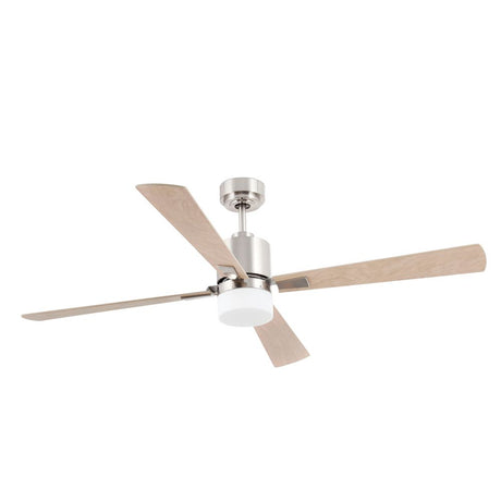 Ceiling fan PALK Ø 132 cm 4 blades 2-light Nickel-Matt, Maple in modern design