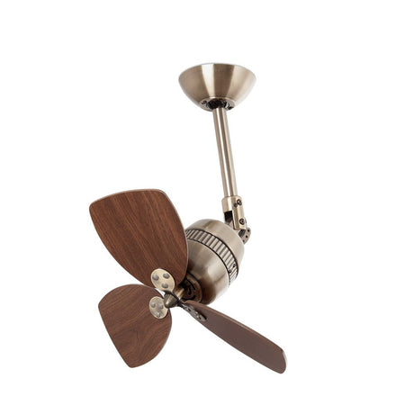 Deckenventilator VEDRA Ø 50cm 3 Flügel Messing-Antik, Walnuss in elegantem Design mit Holzflügeln.