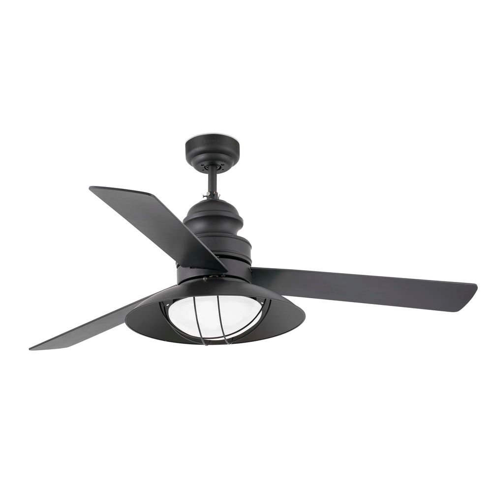 Ventilateur de plafond venue de treuil Ø 132 cm 3 ailes 2-flammes brun foncé