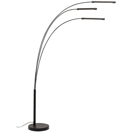 Design Stehleuchte Space Three LED mit drei schwenkbaren Armen und stabiler Marmor-Basis.