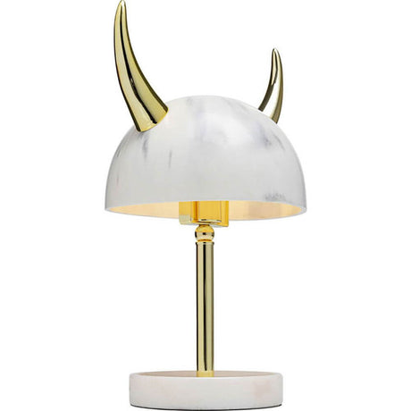 Designbordlampe Horn med gylne horn og moderne uttrykk.