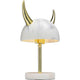 Design Tischleuchte Horn mit goldenen Hörnern und modernem Look.