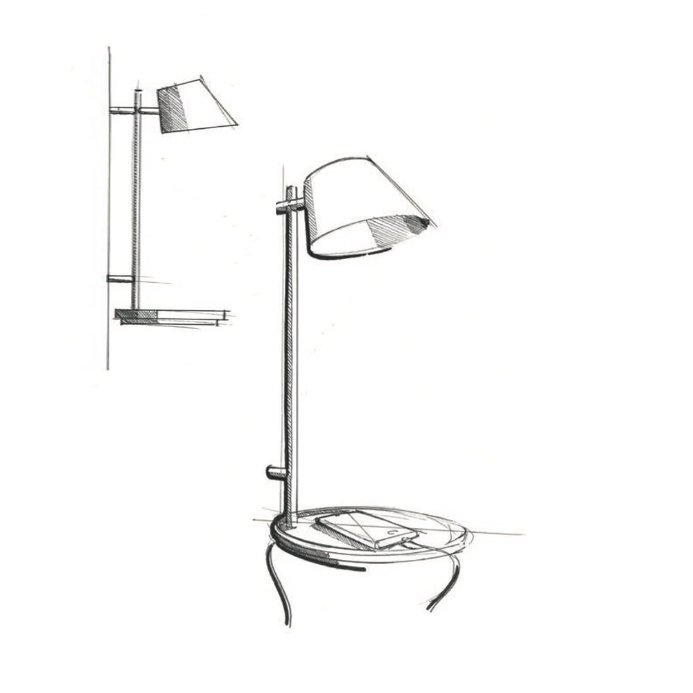 Skizze der LED Wandleuchte Stay in Schwarz mit USB-Anschluss für modernes Wohnen.