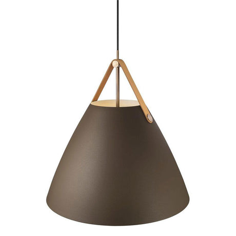Strap 48 Hängeleuchte Ø 48cm mit 2 Lederriemen Beige - moderne Pendelleuchte mit konischem Design