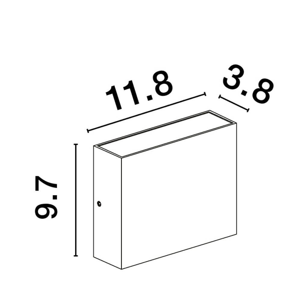 Dewi LED Außenwandleuchte 3000K Anthrazit IP65 Maße Diagramm 11.8x9.7x3.8 cm