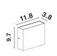 Dewi LED Außenwandleuchte 3000K Anthrazit IP65 Maße Diagramm 11.8x9.7x3.8 cm