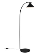 Dial Stehlampe in Schwarz, moderne skandinavische Stehleuchte mit offenem Schirm und Uplight-Effekt