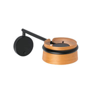 Dimmbare LED Lese-Wandleuchte LOOP Schwarz, Braun – moderne Wandlampe mit Holzoptik
