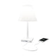 Rotaliana LED-bordlampe Dina+ med batteri og ladestasjon, sølvfarget og smarttelefon-ladefunksjon