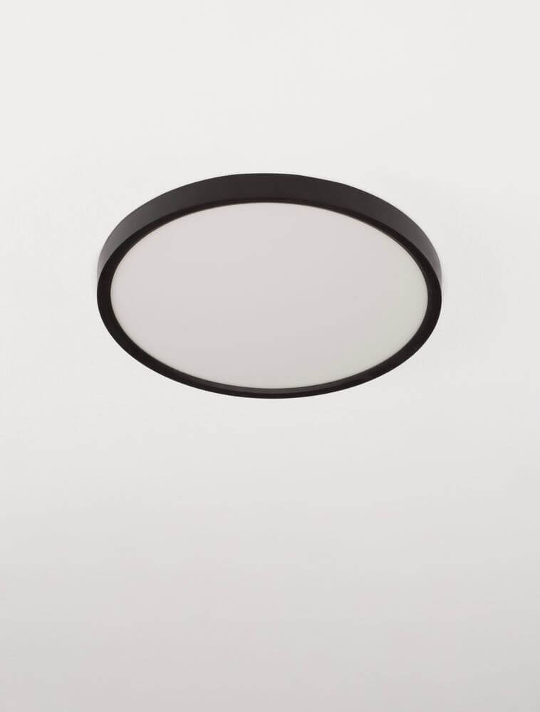 Dixie LED Deckenleuchte Ø 30cm 3000, 6500K in elegantem Schwarz mit flacher Bauweise.