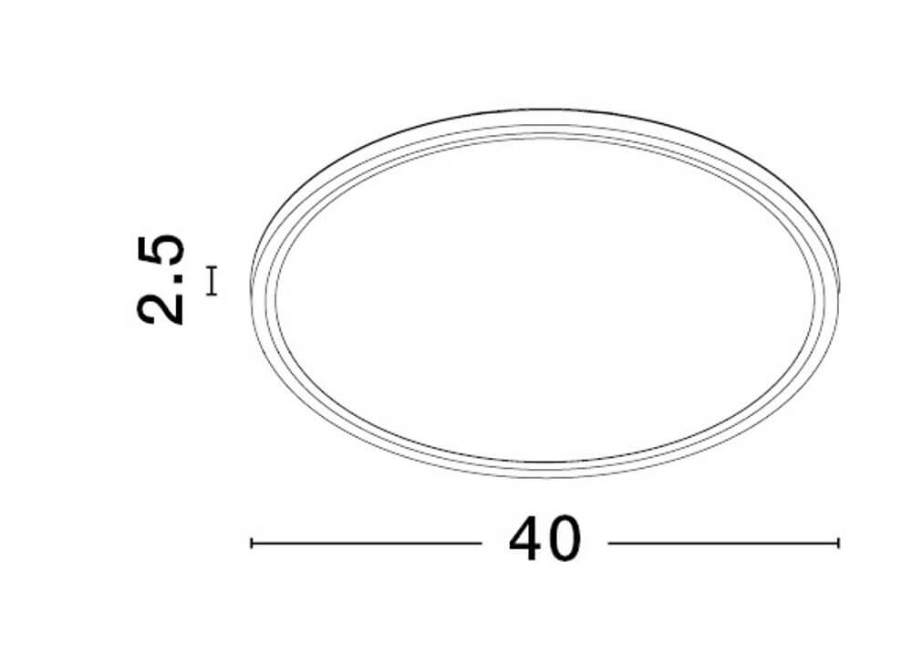Dixie LED Deckenleuchte Ø 40cm 3000, 6500K technische Zeichnung mit Abmessungen.