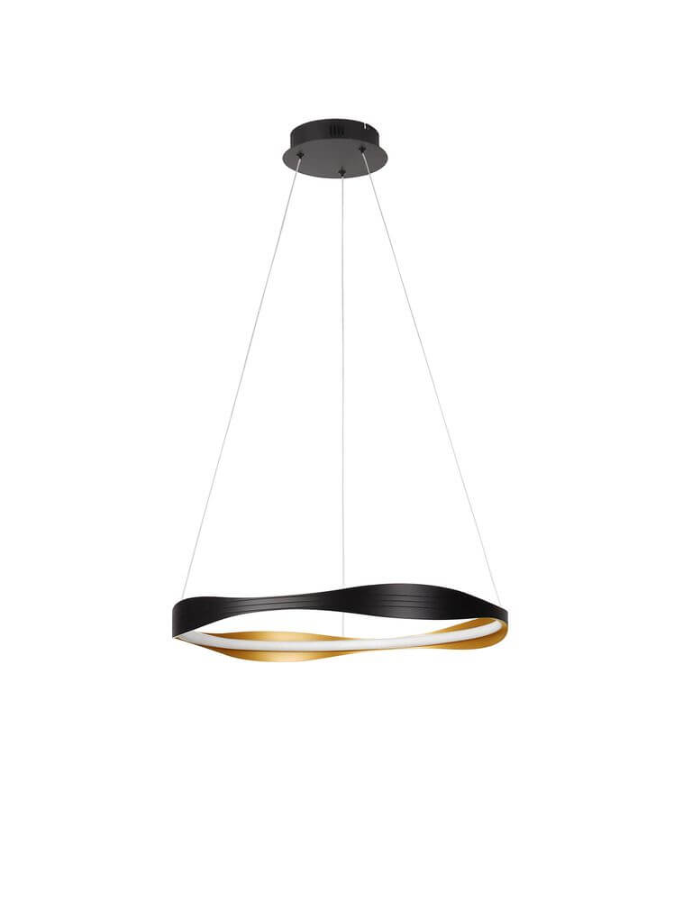 Dobi LED Pendelleuchte 2700, 5000K Schwarz, Gold an der Decke hängend, modernes und stilvolles Design.