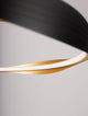 Dobi LED Pendelleuchte 2700, 5000K Schwarz, Gold, modernes Design mit goldenen und schwarzen Elemente.