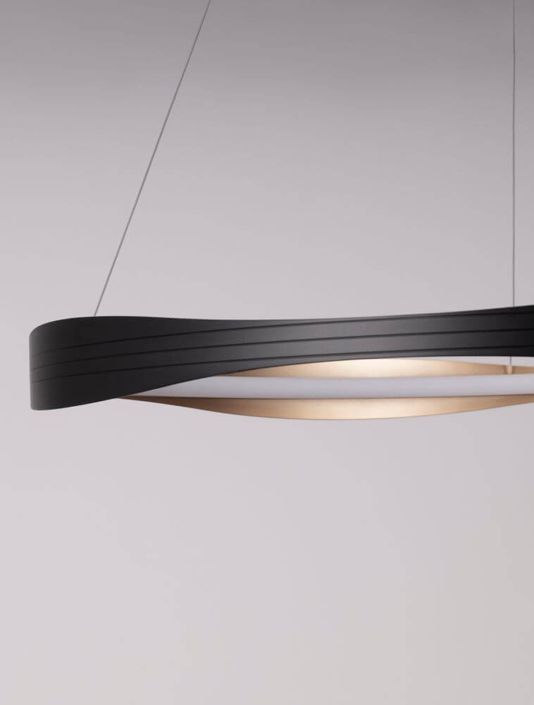 Dobi LED Pendelleuchte 2700, 5000K Schwarz, Gold aus Aluminium und Kunststoff in modernem Design.