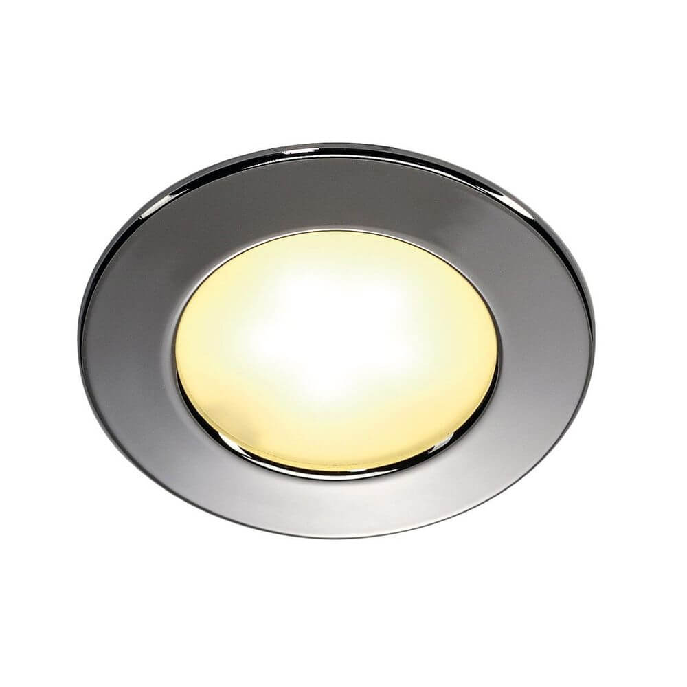 Downlight DL 126 LED rund Chrom 3W LED Warmweiß 12V mit blendenlosem Design und warmem Licht.
