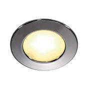 Downlight DL 126 LED rond chromé 3W LED blanc chaud 12V avec un design sans éblouissement et une lumière chaleureuse.