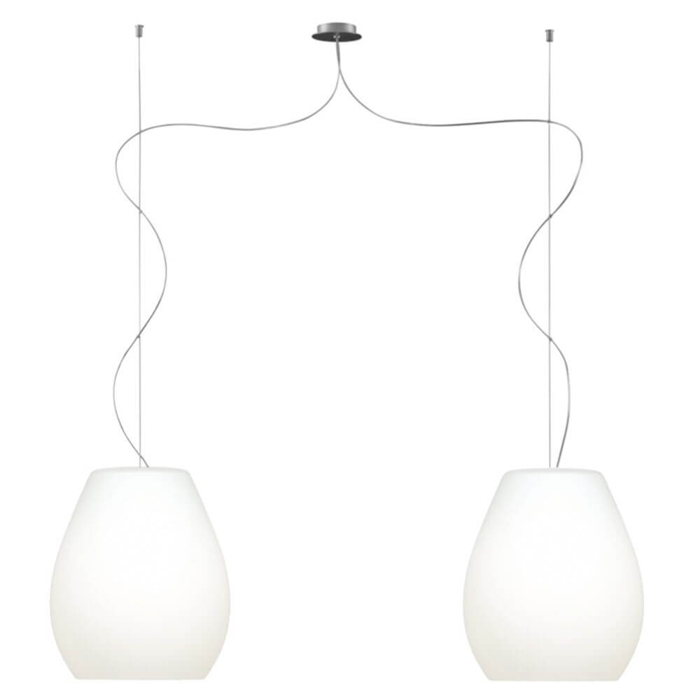Casablanca Glas-Hängelampe Bagan 2-flammig mit zwei weißen Glas-Schirmen und elegantem Design.