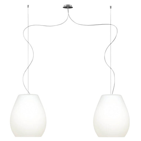 Casablanca Glas-Hängelampe Bagan 2-flammig mit zwei weißen Glas-Schirmen und elegantem Design.