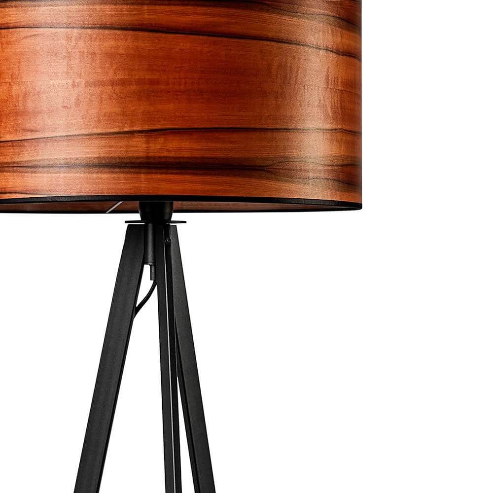 Dreibeinstehleuchte Atticus 150cm Tineo mit elegantem Schirm in Echtholzfurnier.