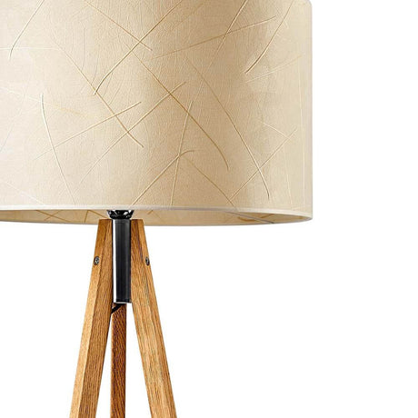 Trepot gulvlampe Ligno 150 cm trefot Blader med lys lampeskjerm og stativ i eik.