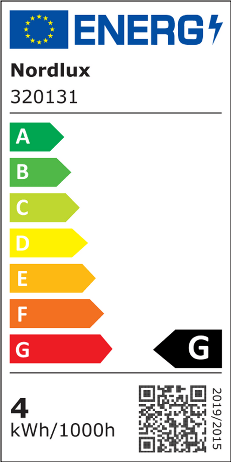 Étiquette énergétique pour l’applique murale Drop LED Blanc de Nordlux, classe d’efficacité G.