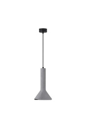Dylan Pendelleuchte E14 Grau mit grauem konischen Metallschirm und schwarzer Abhängung im Nordic-Design.