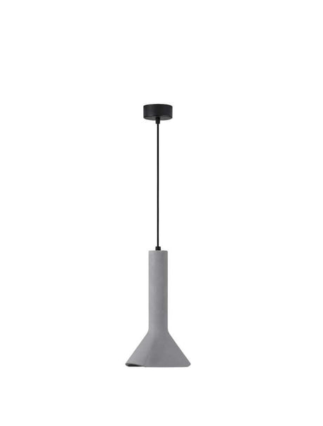 Dylan pendel E14 Grå med grå konisk metalskærm og sort ophæng i nordisk design.