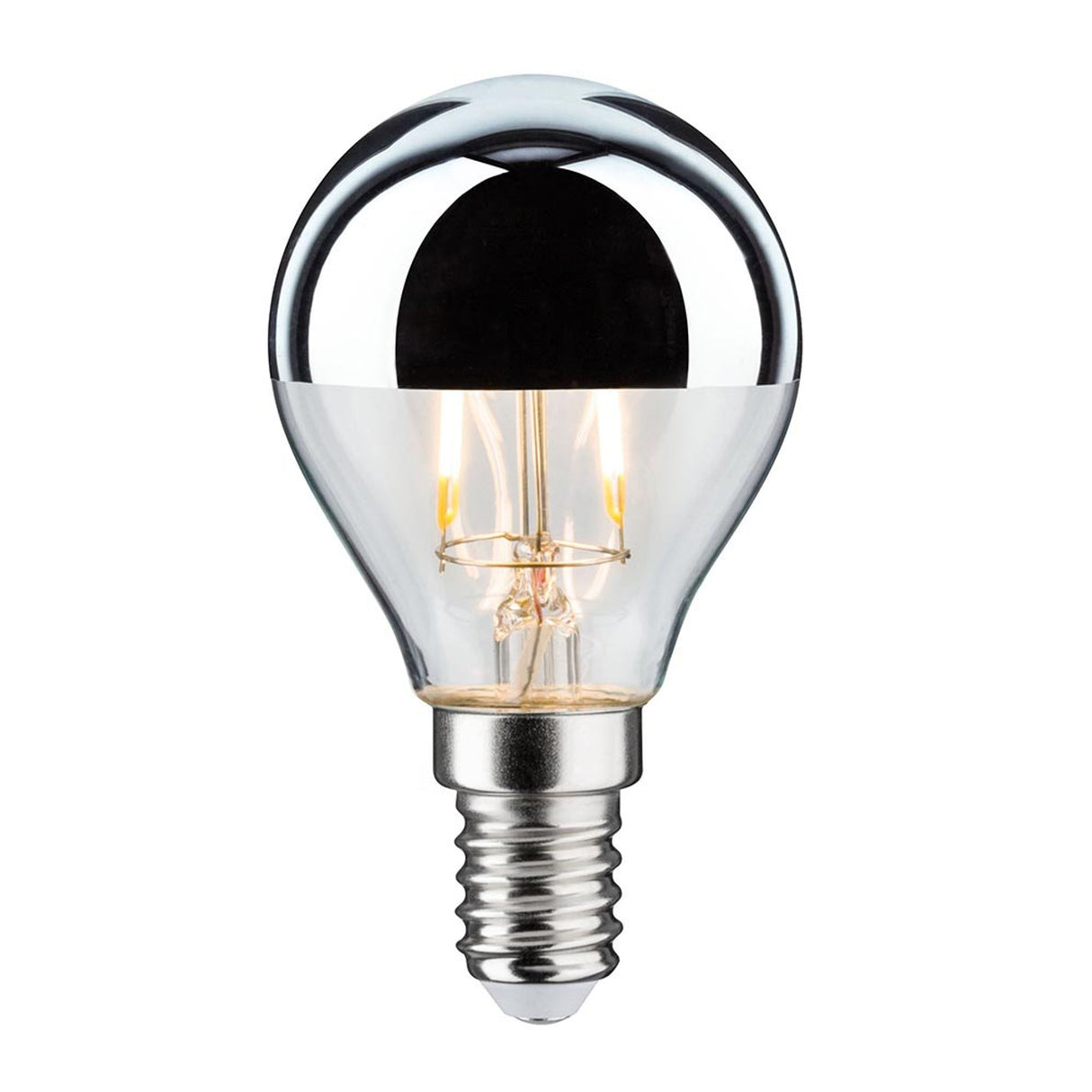 E14 2,6W LED Tropfen Silber 2700K Kopfspiegel