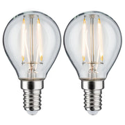 E14 2,7W LED Tropfen 2700K Filament Klar, zwei klare Glühlampen mit warmweißem Licht für offene Leuchten