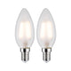 E14 3W LED Kerze 2er Pack 2700K Filament Matt