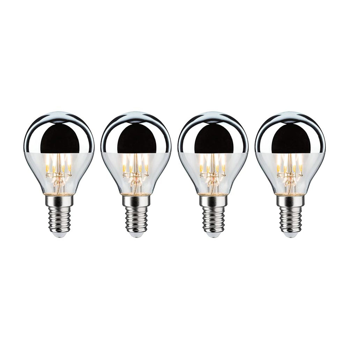 E14 4,8W LED Tropfen 4er-Set 2700K Kopfspiegel Silber