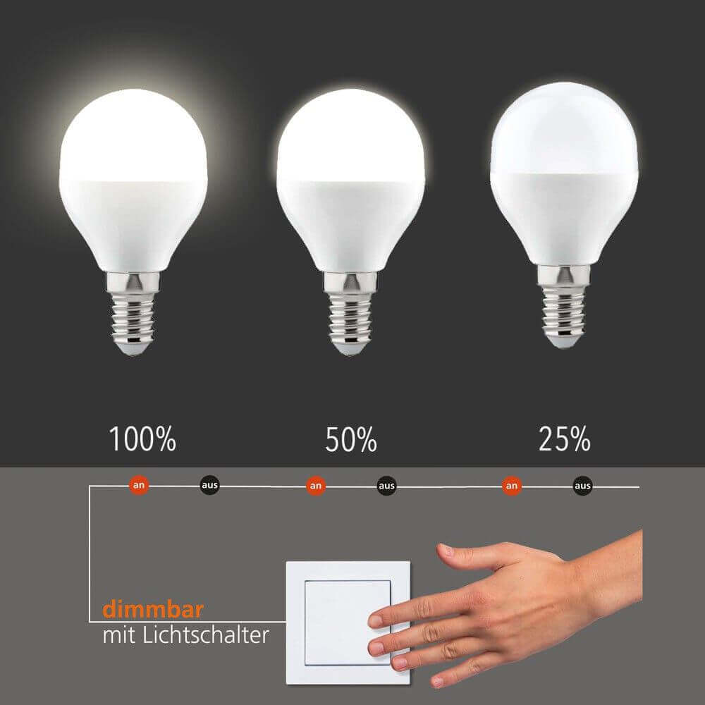E14 LED drops dimmable by switch warm white 2700k 470lm 4.5W