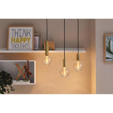E27 3,5W LED Globe Arc Goldlicht mit warmem Licht und eleganten Glaskugeln in modernen Raumgestaltung.