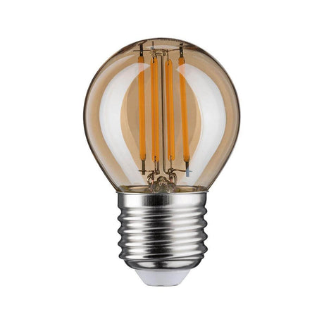 E27 4,7W Vintage Edition LED Tropfen 2500K Dimmbar, Gold mit warmweißem Licht und goldener Lichtfarbe