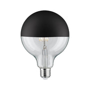 E27 6,5W LED miroir de tête noir mat dimmable 2700K – élégante lampe globe avec lumière blanc chaud.