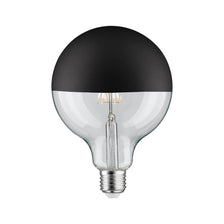 E27 6.5W LED head mirror Black-Matt Dimmable 2700K – elegant globe lamp with warm white light.